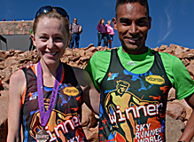 Pikes Peak Ascent winners Kim Dobson and Mario Macias.  Photo:www.skyrunning.com