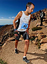 Andorran Marc Casal Mir nearing the summit.  Photo: Christian Murdock, Gazette 